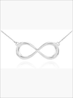 .925 Sterling Silver Sideways Figure Eight Infinity Pendant Necklace